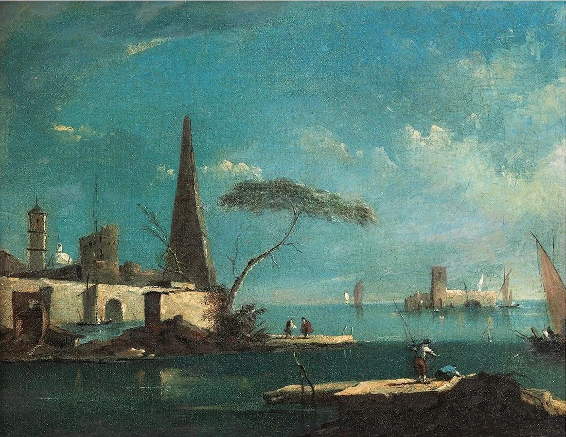 Capriccio con obelisco e pescatori